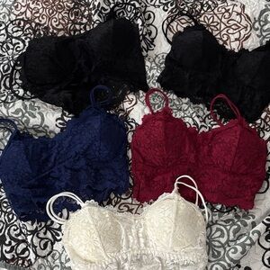 Lace Bralette Set - Black, Blue, Red, White